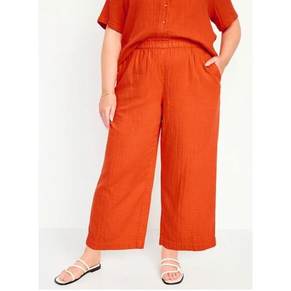 Old Navy High-Waisted Crinkle Gauze Pull-On Ankle Pants Women's Size 2X New with - Picture 1 of 8